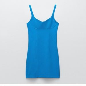 Zara bright blue knit dress size small